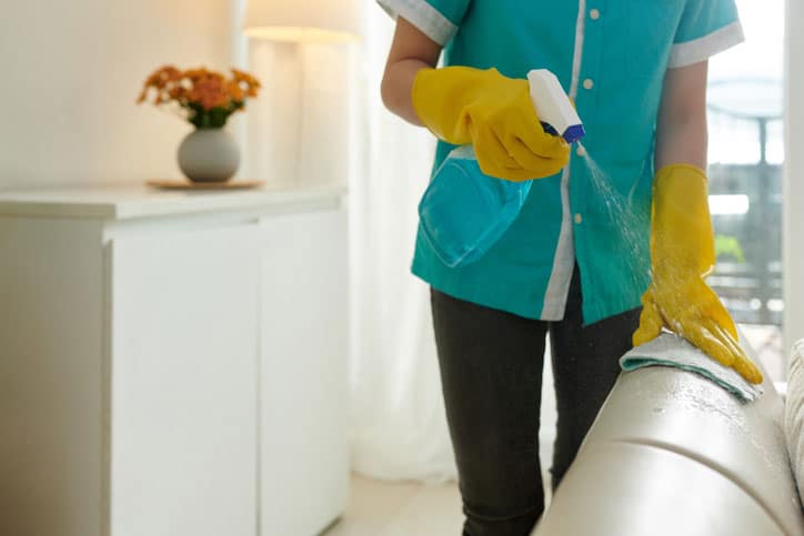 Woman Cleaning Couch